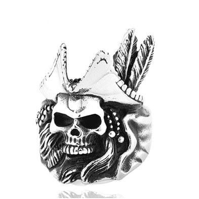 Fresh america punk stainless steel mens skull head rings