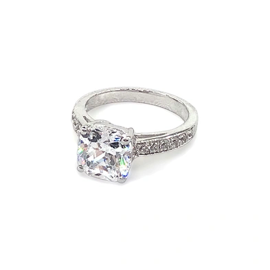 Elegant silver bijoux white diamond engagement ring