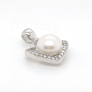 Refined Women Custom Pearl Decor Silver Cage Cz Pendant Cloud Designs