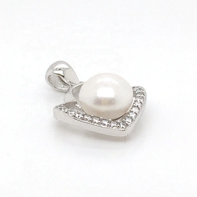 Refined Women Custom Pearl Decor Silver Cage Cz Pendant Cloud Designs