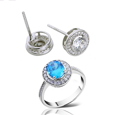 Classic Wedding Homme Costume Jewelry Sets 925 Sterling Silver Ring and Earrings