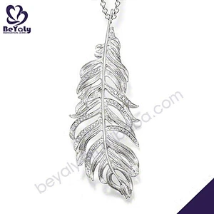 Exquisite european silver fashion feather jewellery