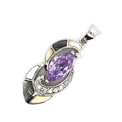 Rhodium Plated Three Color Shell Violet Crystal Best Friend Forever Pendant