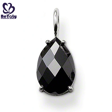 Lady black stone sterling silver cabochon pendant setting
