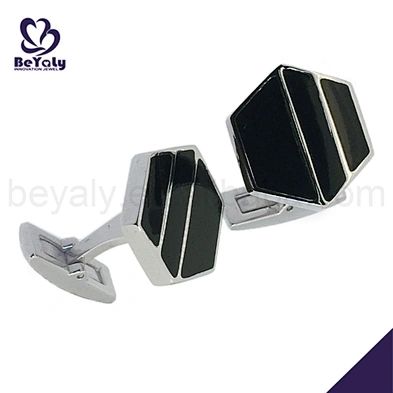 Black ceramic wholesale sexangle branded cufflinks tie clips