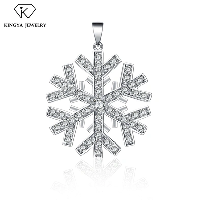 Wholesale Rhodium Plated Jewelry Snowflake Fine 925 Silver Charm Pendant