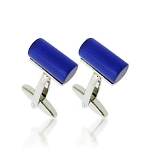Blue cylinder design brass handmade aston martin cufflinks