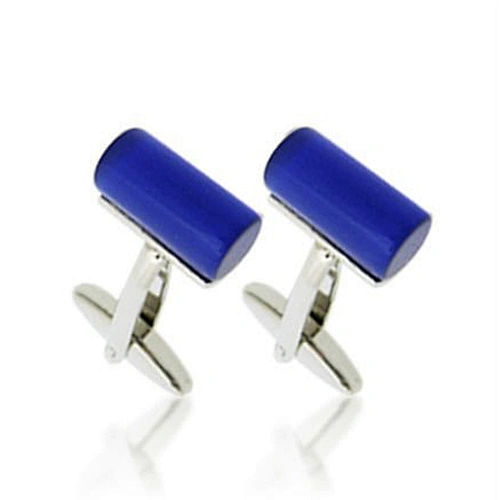 Blue cylinder design brass handmade aston martin cufflinks