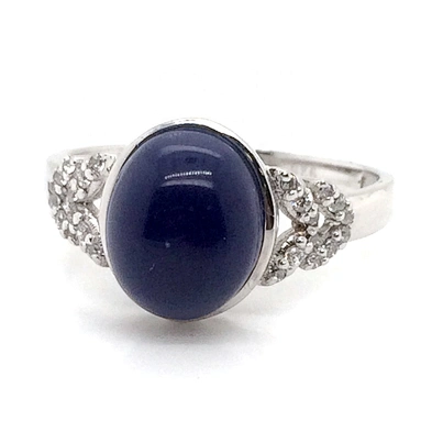 Zircon Pave Setting Double Heart Shape Design Angel Wing Jewelry With Blue Gemstone