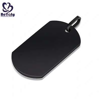 Wholesale stainless steel black enamel dog tag pendant