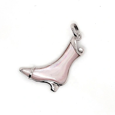 Lady'S Favor Party Collocation Mild Pink Shell High Heel Boots Silver Charm Pendant