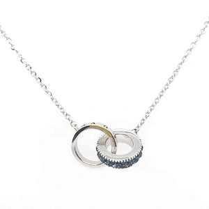 Wholesale Crosswise Blue Cz Circle And Letter Circle Design Pendant Necklace