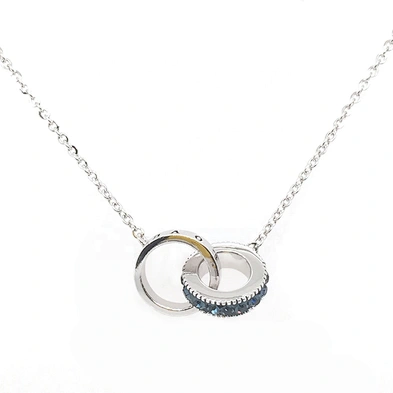 Wholesale Crosswise Blue Cz Circle And Letter Circle Design Pendant Necklace