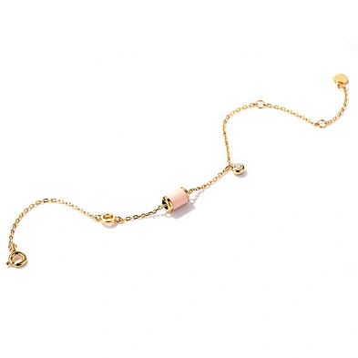 Italian gold plated pink bead 925s silver bracelet for women design
