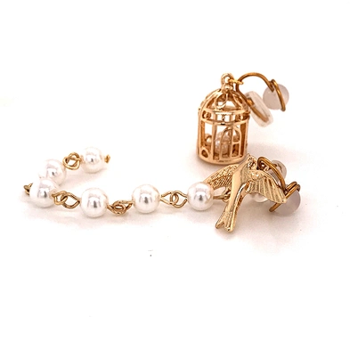 S925 silver-needle birdcage bird asymmetrical eardrop handmade long tassel earrings without piercings