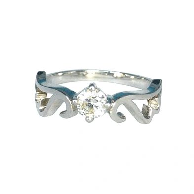 925 silver synthetic diamond angel wings engagement ring