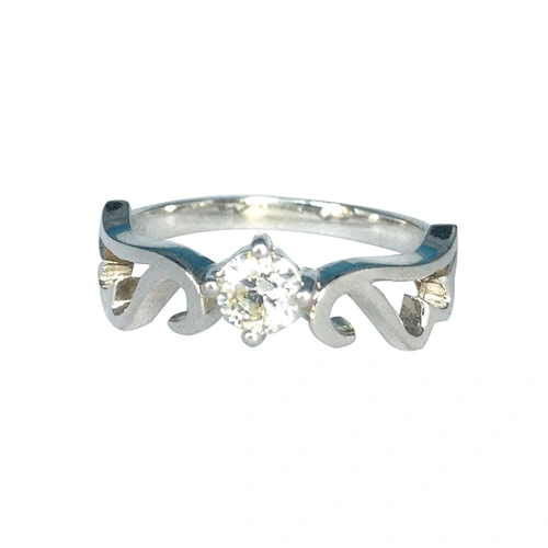 925 silver synthetic diamond angel wings engagement ring