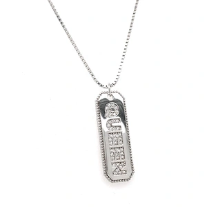 New Fashion Cz Filled Queen Design Nameplate 925 Silver Alphabet Necklace