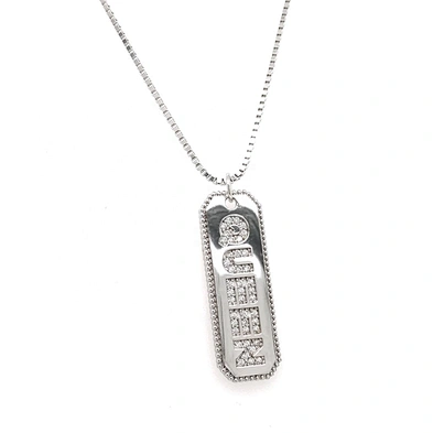 New Fashion Cz Filled Queen Design Nameplate 925 Silver Alphabet Necklace