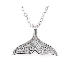 Full pave setting gemstones 925 silver mermaid tail pendant