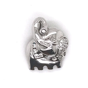 Hgh quality cute cubic zirconia silver 925 elephant pendant necklace