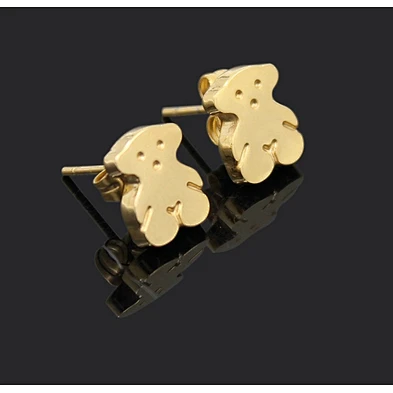 Korean fashion 750 gold boy earring crave bear earing jewelry