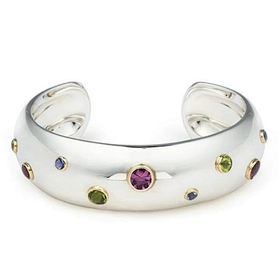 Micro pave stretch bracelet tube with natural stone