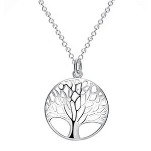 Fashion Tree Of Life Pendant 925 Sterling Silver Jewelry Necklace Set