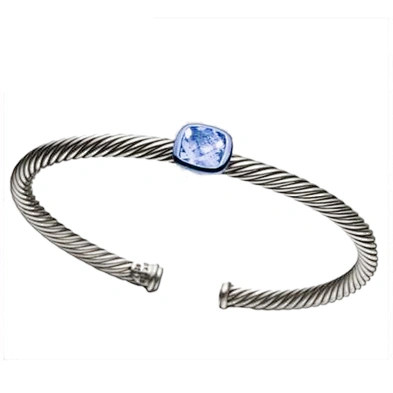 Micro pave stretch bracelet tube with natural stone