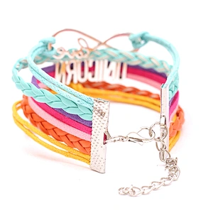 Anchor Nylon Dumbbell Airplane Tennis Rainbow Logo Custom Tags Friendship Bracelet Woven