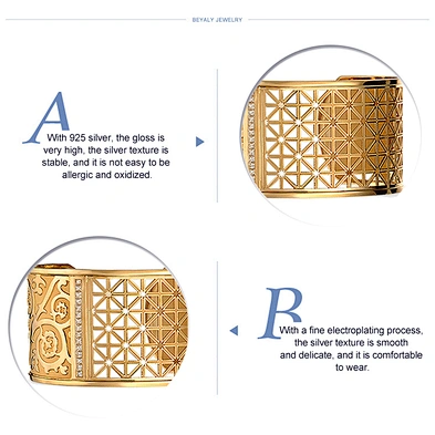 Custom hollow design mexican gold bracelets
