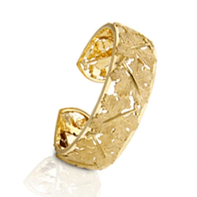 925 silver golden leaf custom engraved metal bracelet