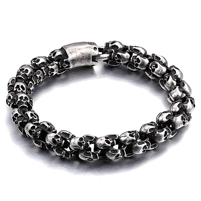 Leisure style black skull design men chain bracelets