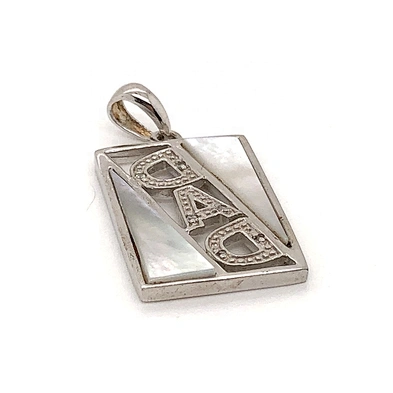 925 Silver White Stone Geometric Design Pendant With Alphabet Letter DNA