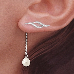 Cute girls silver latest double studs bali pearl jewelry