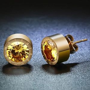 Color changeable stone gold plated stainless steel earrings bijoux women 925