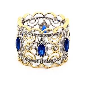 Fine jewelry cubic zircon full pave setting rhodium and gold plated ring
