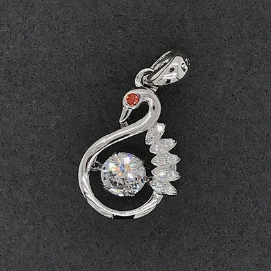 Wholesale Sterling Silver Cage Stone Jewelry Necklace, Dancing Bird Charm Crane Diamond Pendants Necklace