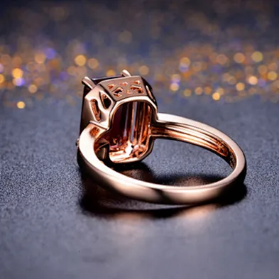 Yellow gold plated pink stone silver classical style daily ring