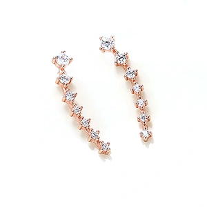 925 sterling silver row drill set with diamond stud,  fashionable silver accessories female earrings