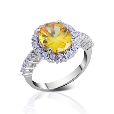 Fancy women cz flower stock engagement silver sun rings
