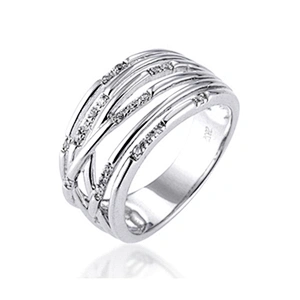 Twine Stylish Women Vogue Cz Set Sterling Silver 925 Wire Ring