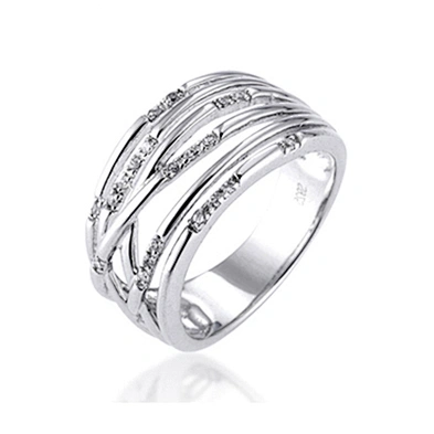 Twine Stylish Women Vogue Cz Set Sterling Silver 925 Wire Ring
