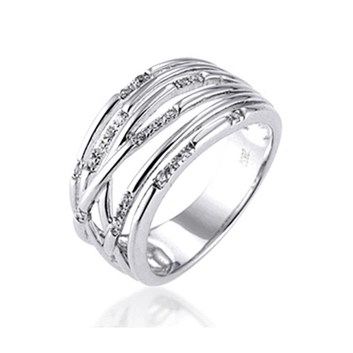 Twine Stylish Women Vogue Cz Set Sterling Silver 925 Wire Ring