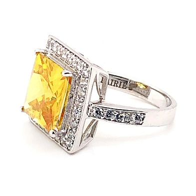 Square design yellow stone silver bijoux 925 rings