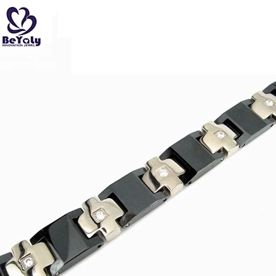 Cheap men's wooden enamel side cross bracelets