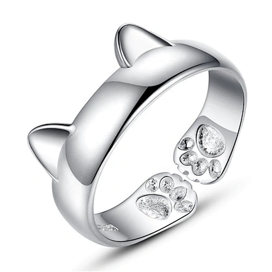 High quality adjustable cat shape silver animal rings