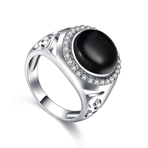 925 cz Sterling Silver White Gold Italian Ring For Men