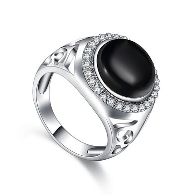 925 cz Sterling Silver White Gold Italian Ring For Men