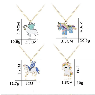 Lovely Colorful Enameled Animal Series Lucky Unicorn Charm Pendant